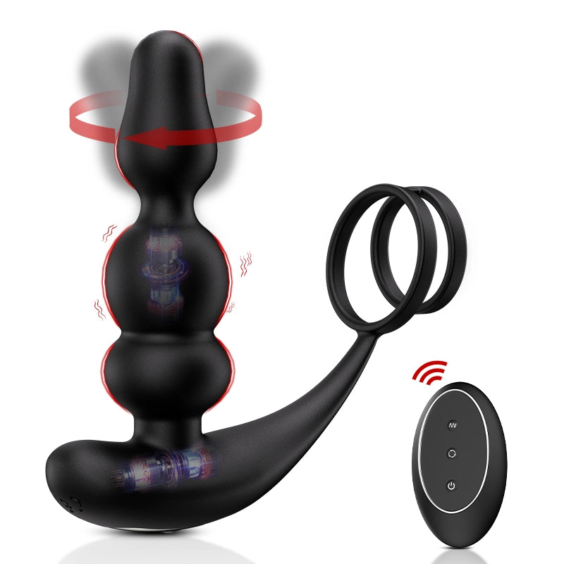 PM14 Wearable Beads Prostate Massager 9 Rotating Vibrating Remote Control