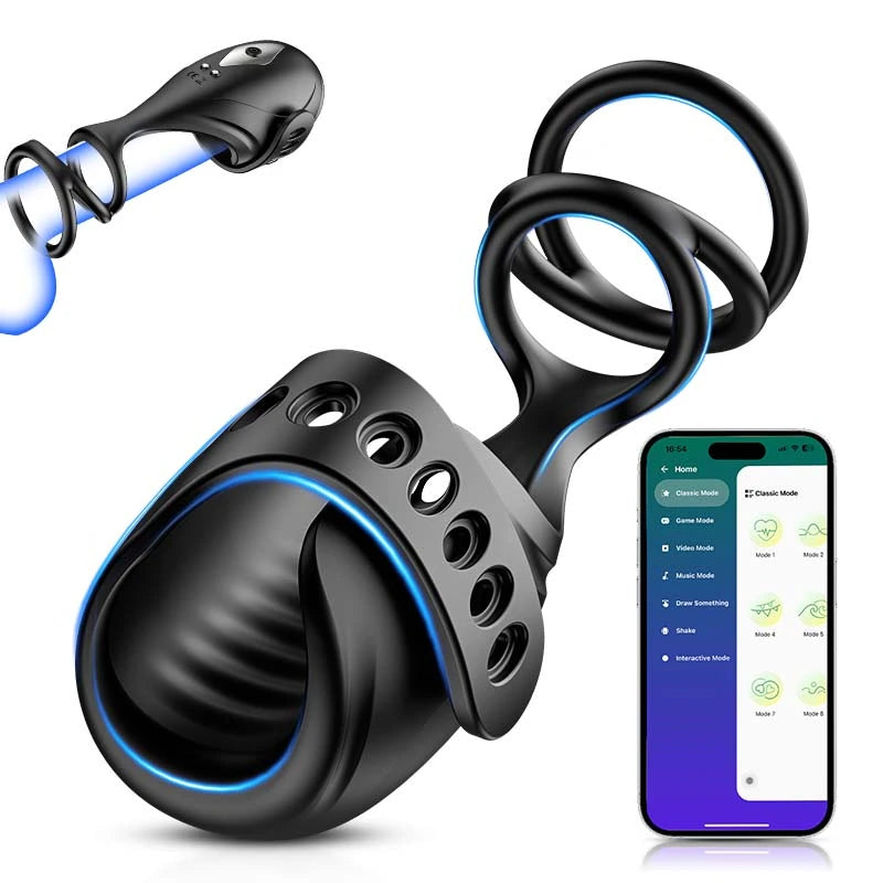 XG5 Glans Trainer App Control 9 Vibration Buckle Flexible Penis Ring